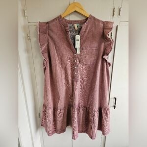 NWT Pilcro ( Anthropology) flounced corduroy pink mini dress Size 1X